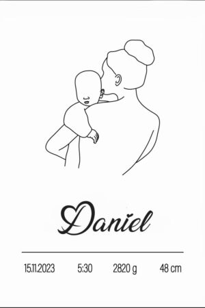 Affiche de naissance personnalisée minimaliste