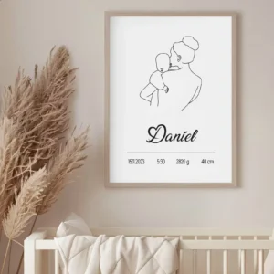 Minimalist custom back-view birth print