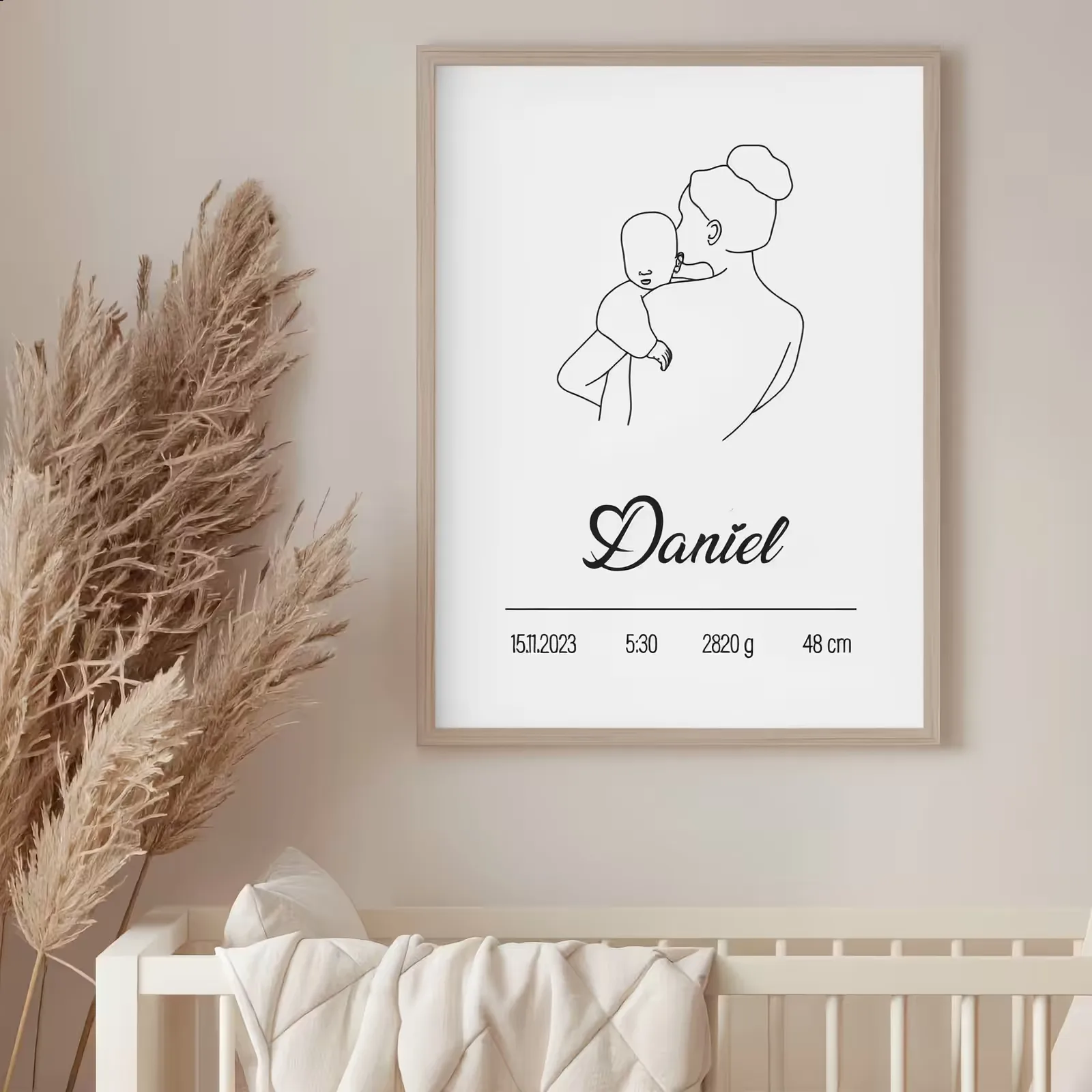 Minimalist custom back-view birth print