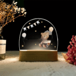 Veilleuse personnalisée avec prénom – Lampe LED pour chambre bébé - Nounours