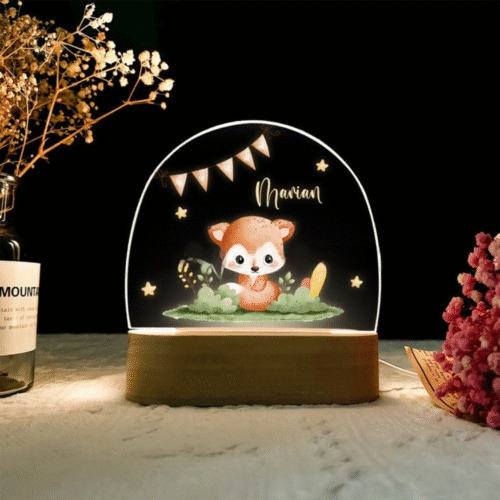 veilleuse personnalisée avec prénom gravé renard