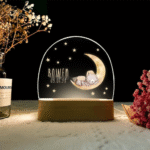 Veilleuse personnalisée avec prénom – Lampe LED pour chambre bébé - Lune