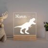 Veilleuse personnalisée avec prénom – Lampe LED bébé en bois, motifs au choix - Dinosaure