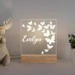 Veilleuse personnalisée enfant – Lampe LED bois prénom, motifs fantaisie & aventure