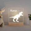 Veilleuse personnalisée enfant – Lampe LED bois prénom, motifs fantaisie & aventure - Dinosaure