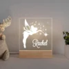 Veilleuse personnalisée enfant – Lampe LED bois prénom, motifs fantaisie & aventure - Fée