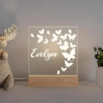 Veilleuse personnalisée enfant – Lampe LED bois prénom, motifs fantaisie & aventure