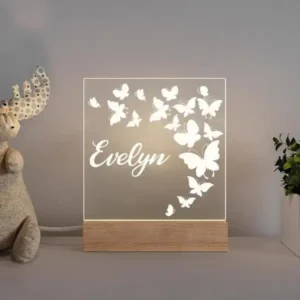 personalised children's night light with name Butterflies