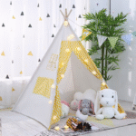 Tipi de jeu pour enfant – Tente princesse ou cabane intérieure pour garçon & fille - Jaune