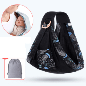 Écharpe de portage avec anneaux – Ergonomique épaule rembourrée - Noir