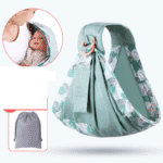 Écharpe de portage avec anneaux – Ergonomique épaule rembourrée - Vert Clair
