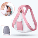 Écharpe de portage avec anneaux – Ergonomique épaule rembourrée - Rose Respirante