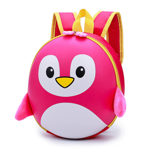 sac à dos enfant motif pingouin brillant et coloré - rose