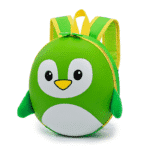 Sac à dos enfant motif pingouin – Grand volume scolaire imperméable - Vert