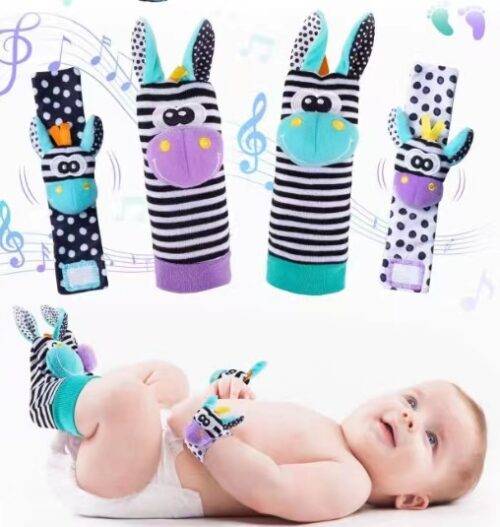jouet d’éveil coloré pour bébé dès la naissance - girafe violet