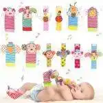 Lot 4 Hochets Bracelet et Chaussettes Bébé — Éveil Sensoriel dès la Naissance