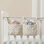 Organisateur de lit bébé - Rangement pratique pour couches et accessoires bébé - Fleurs