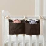 Organisateur de lit bébé - Rangement pratique pour couches et accessoires bébé - Marron