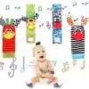 Lot 4 Hochets Bracelet et Chaussettes Bébé — Éveil Sensoriel dès la Naissance - Girafe Rouge
