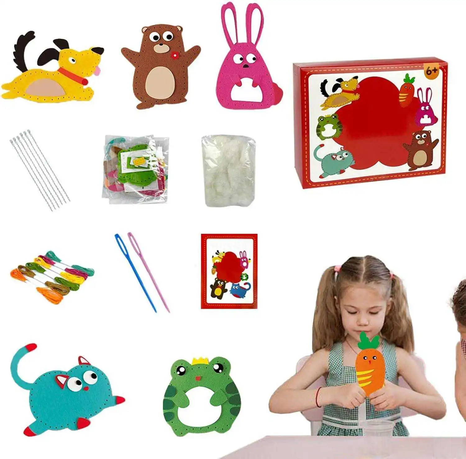 Children's animal sewing kit