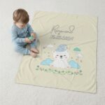 Couverture personnalisée bébé avec prénom et date de naissance – Douce, épaisse et durable - Beige