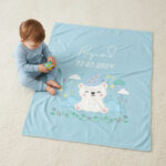 Couverture personnalisée bébé avec prénom et date de naissance – Douce, épaisse et durable - Bleu
