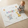 Couverture personnalisée bébé avec prénom et date de naissance – Douce, épaisse et durable - Jungle