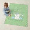 Couverture personnalisée bébé avec prénom et date de naissance – Douce, épaisse et durable - Vert