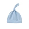 Bonnet bébé personnalisable en jersey – Style nœud pour nouveau-né - Bleu clair
