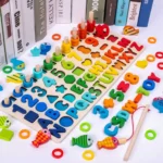 Planche éducative en bois Montessori – apprentissage alphabet et numération dès 2 ans