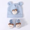 Ensemble Bonnet lapin et chaussettes bébé assorties - Bleu