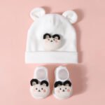 Ensemble Bonnet lapin et chaussettes bébé assorties - Blanc