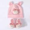 ensemble bonnet lapin et chaussettes bébé Rose