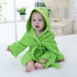 Peignoir de Bain Bébé Poncho – Coton Super Doux, Sortie de Bain Enfant - Grenouille
