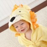 Peignoir de Bain Bébé Poncho – Coton Super Doux, Sortie de Bain Enfant - Lion