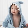 Peignoir de Bain Bébé Poncho – Coton Super Doux, Sortie de Bain Enfant - Requin bleu