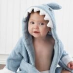 Peignoir de Bain Bébé Poncho – Coton Super Doux, Sortie de Bain Enfant - Requin bleu