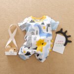 Barboteuse dinosaure bébé – Romper coton léger à manches courtes - Intégral