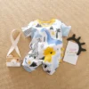 Barboteuse dinosaure bébé – Romper coton léger à manches courtes - Intégral