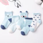Chaussettes Bébé Coton Respirant – Motifs Cartoon – Unisexe – 0 à 8 Ans - Chiot bleu