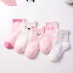 Chaussettes Bébé Coton Respirant – Motifs Cartoon – Unisexe – 0 à 8 Ans - Lapin rose