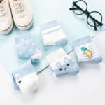 Chaussettes Bébé Coton Respirant – Motifs Cartoon – Unisexe – 0 à 8 Ans - Radis bleu