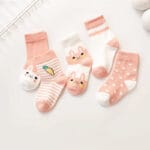 Chaussettes Bébé Coton Respirant – Motifs Cartoon – Unisexe – 0 à 8 Ans - Radis orange