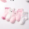 Chaussettes Bébé Coton Respirant – Motifs Cartoon – Unisexe – 0 à 8 Ans - Lapin rose