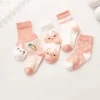 Chaussettes Bébé Coton Respirant – Motifs Cartoon – Unisexe – 0 à 8 Ans - Radis orange