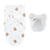 Couverture d’Emmaillotage Bébé ou Gigoteuse  – Doux et Confortable - Nounours