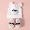 Ensemble Bonnet lapin et chaussettes bébé assorties - Blanc