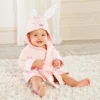 Peignoir de Bain Bébé Poncho – Coton Super Doux, Sortie de Bain Enfant - Lapin rose