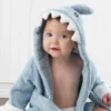 Peignoir de Bain Bébé Poncho – Coton Super Doux, Sortie de Bain Enfant - Requin bleu