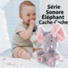 peluche éléphant et bebe cache cache